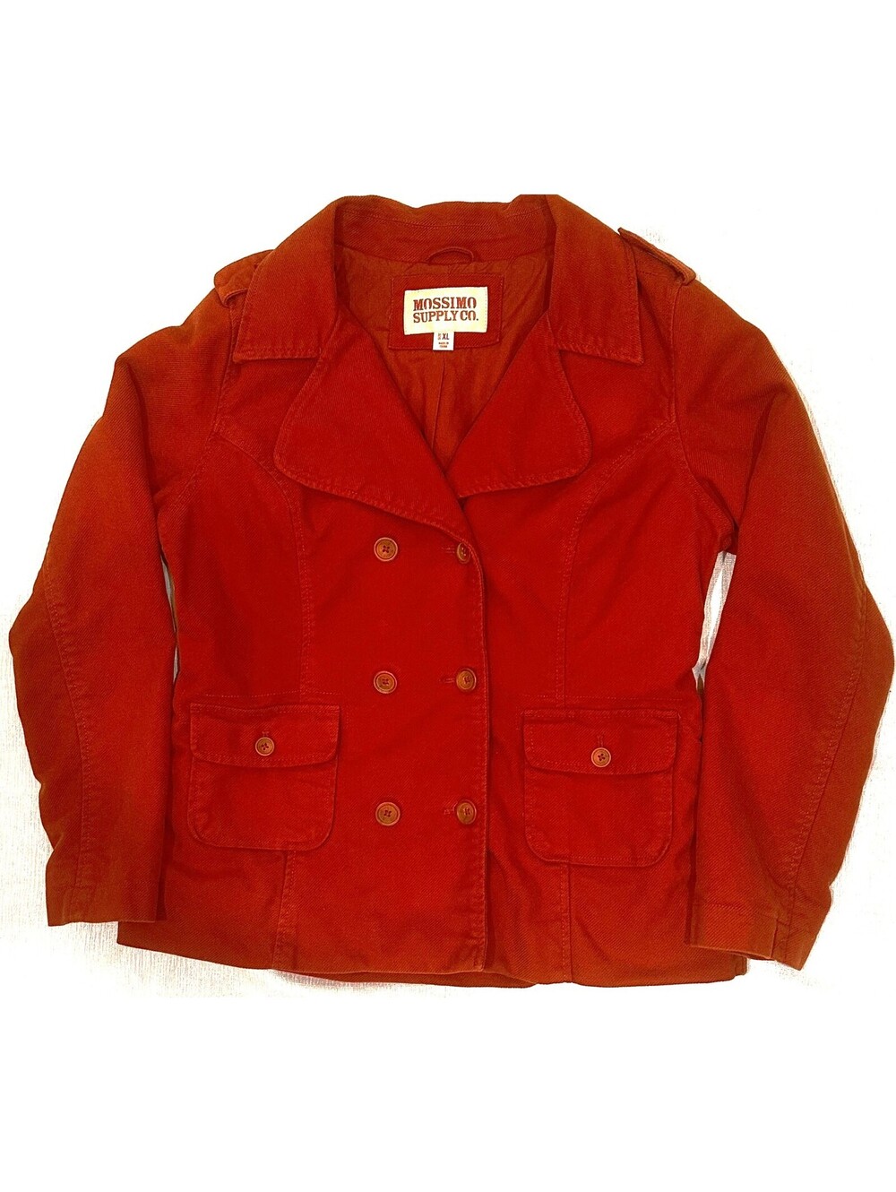 Mossimo Supply Co. Women's Orange Cotton Pea Coat Jacket XL